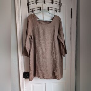 Cut Loose Linen Tunic, XL, Cocoa Brown
